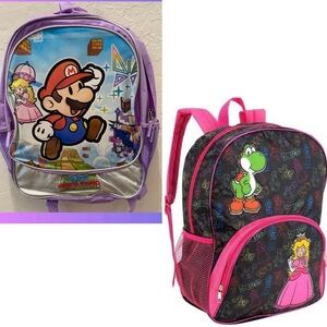 2 piece set of SUPER MARIO BROS girls school backpacks